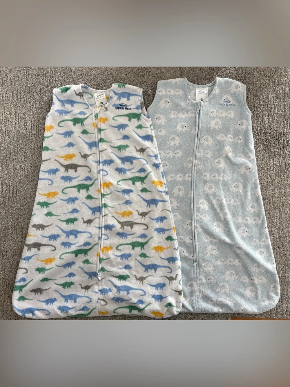 2 Halo sleepsacks- size medium/6-12 month fleece